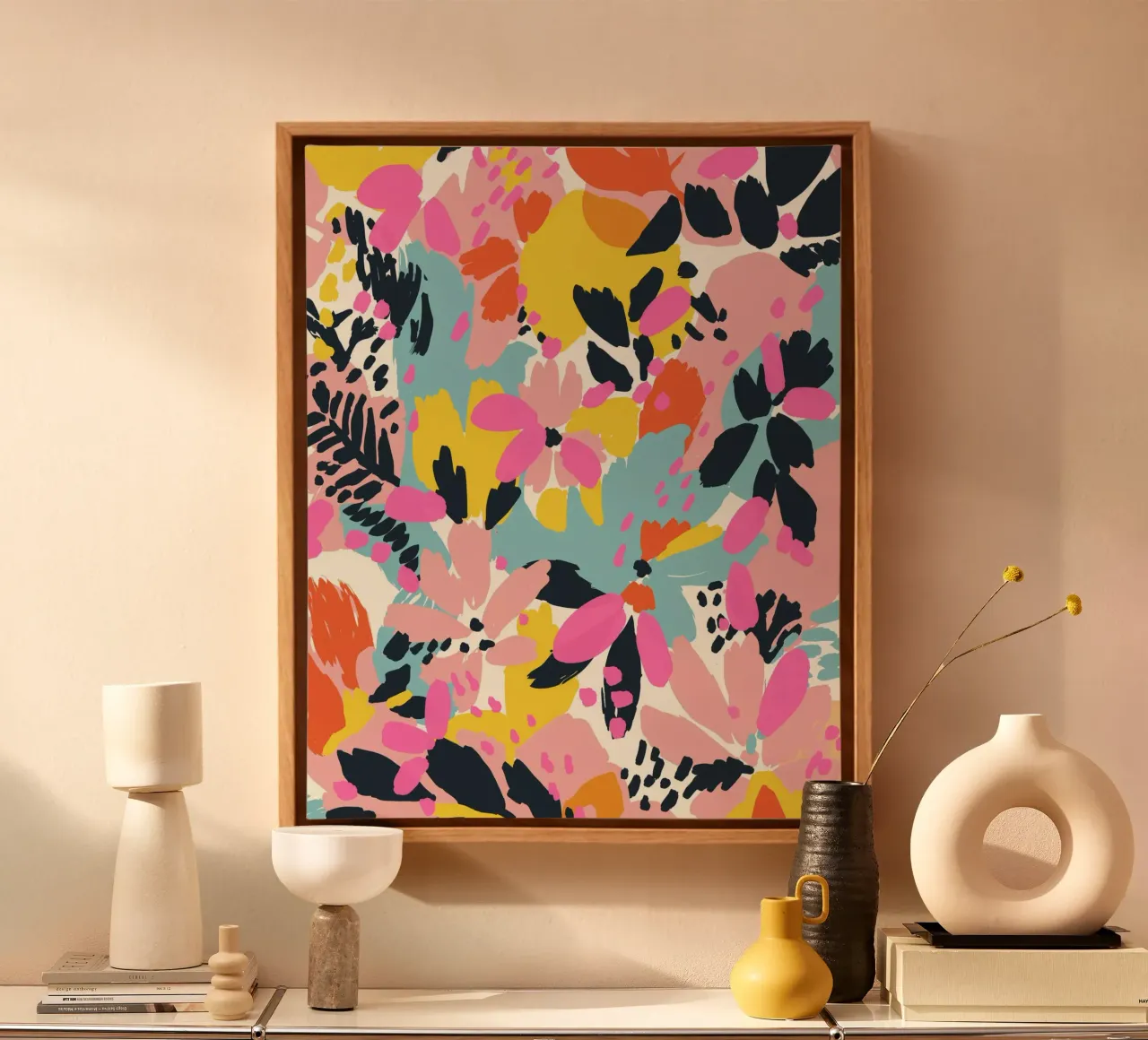 Summer Flowers No 2 canvas met Baklijst van treechild