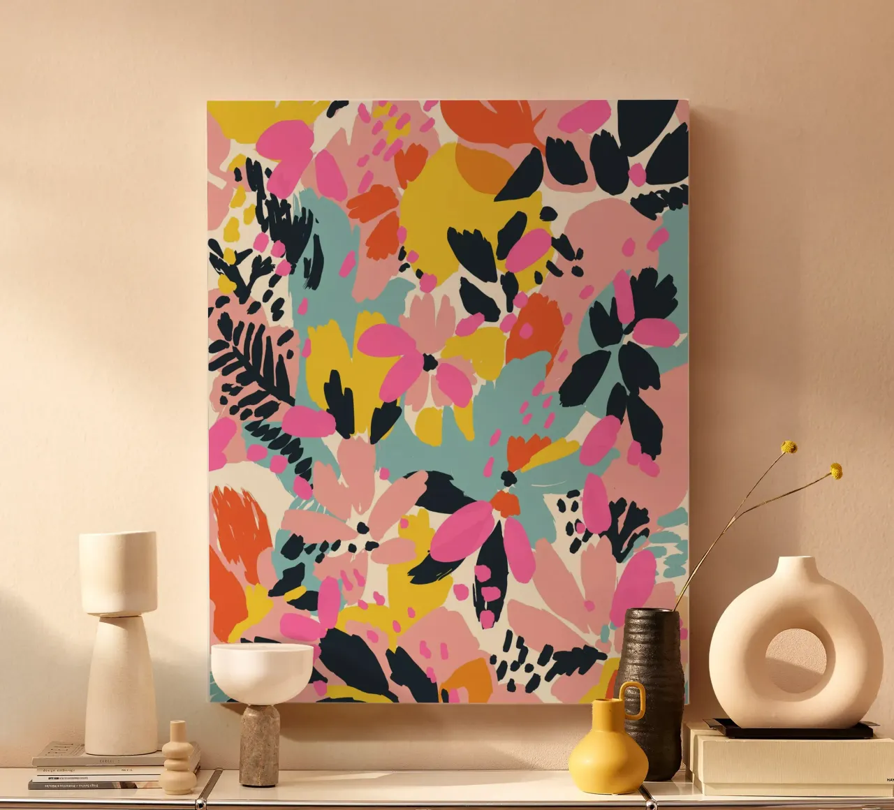 Summer Flowers No 2 canvas met Baklijst van treechild