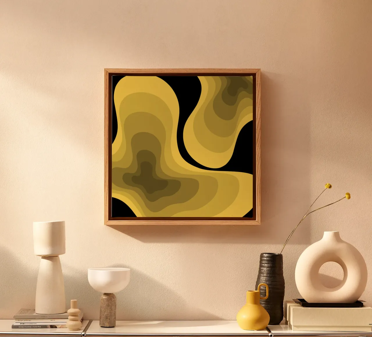 Geel perspectief canvas met Baklijst van Little Dean