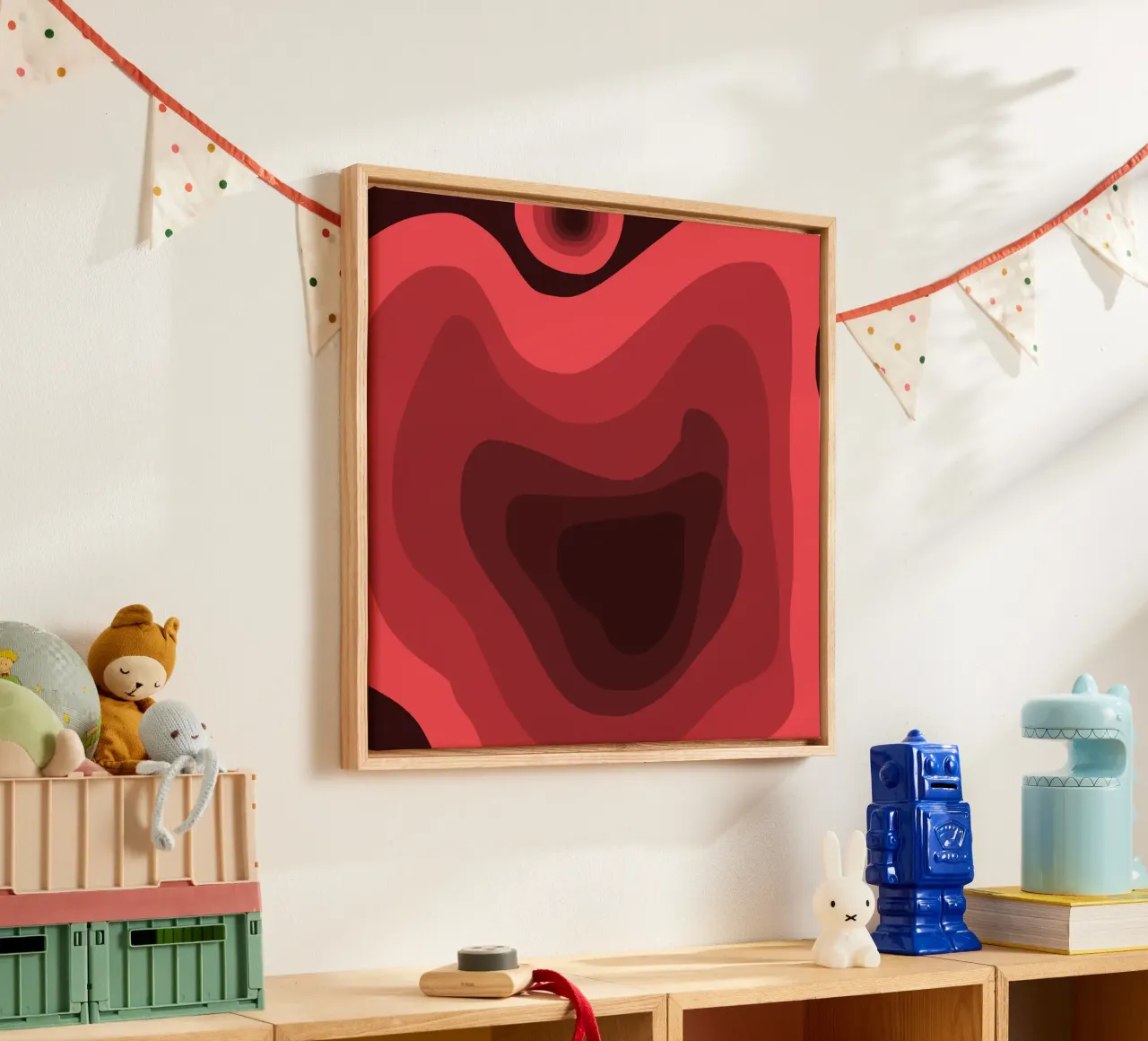 Rood perspectief canvas met Baklijst van Little Dean