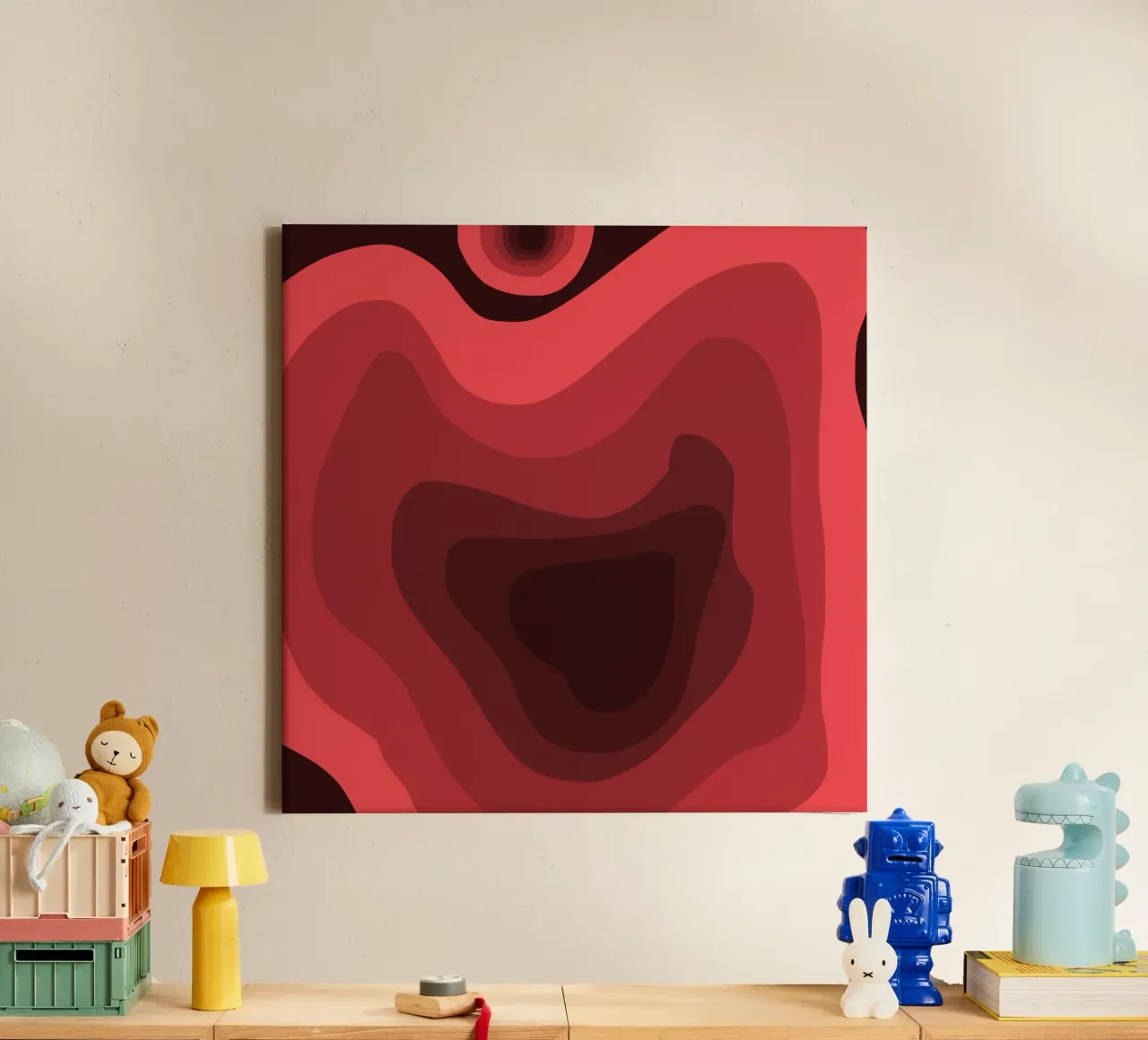 Rood perspectief canvas met Baklijst van Little Dean