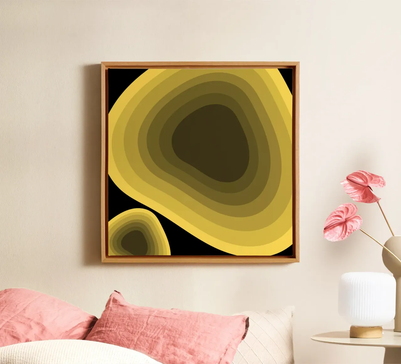 Geel perspectief 02 canvas met Baklijst van Little Dean