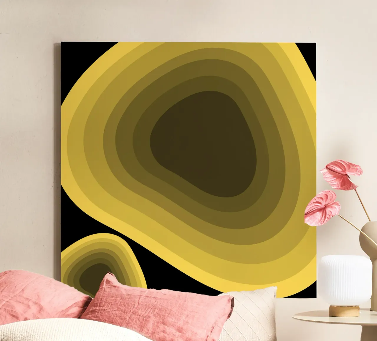 Geel perspectief 02 canvas met Baklijst van Little Dean