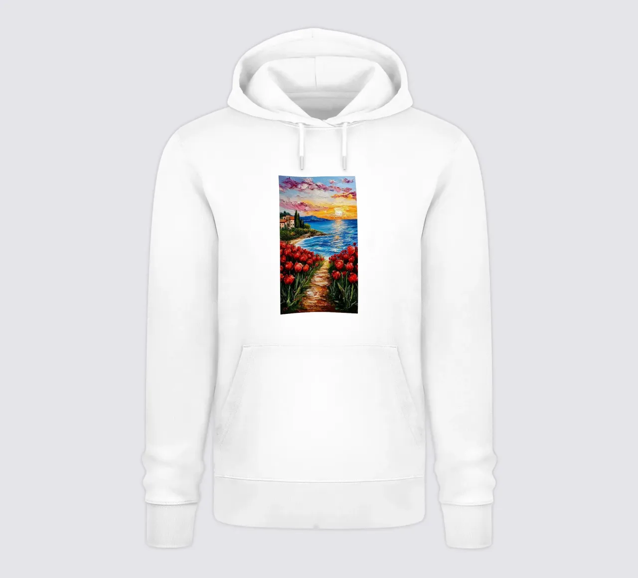 Tulips by the Sea felpa con cappuccio da mip of map