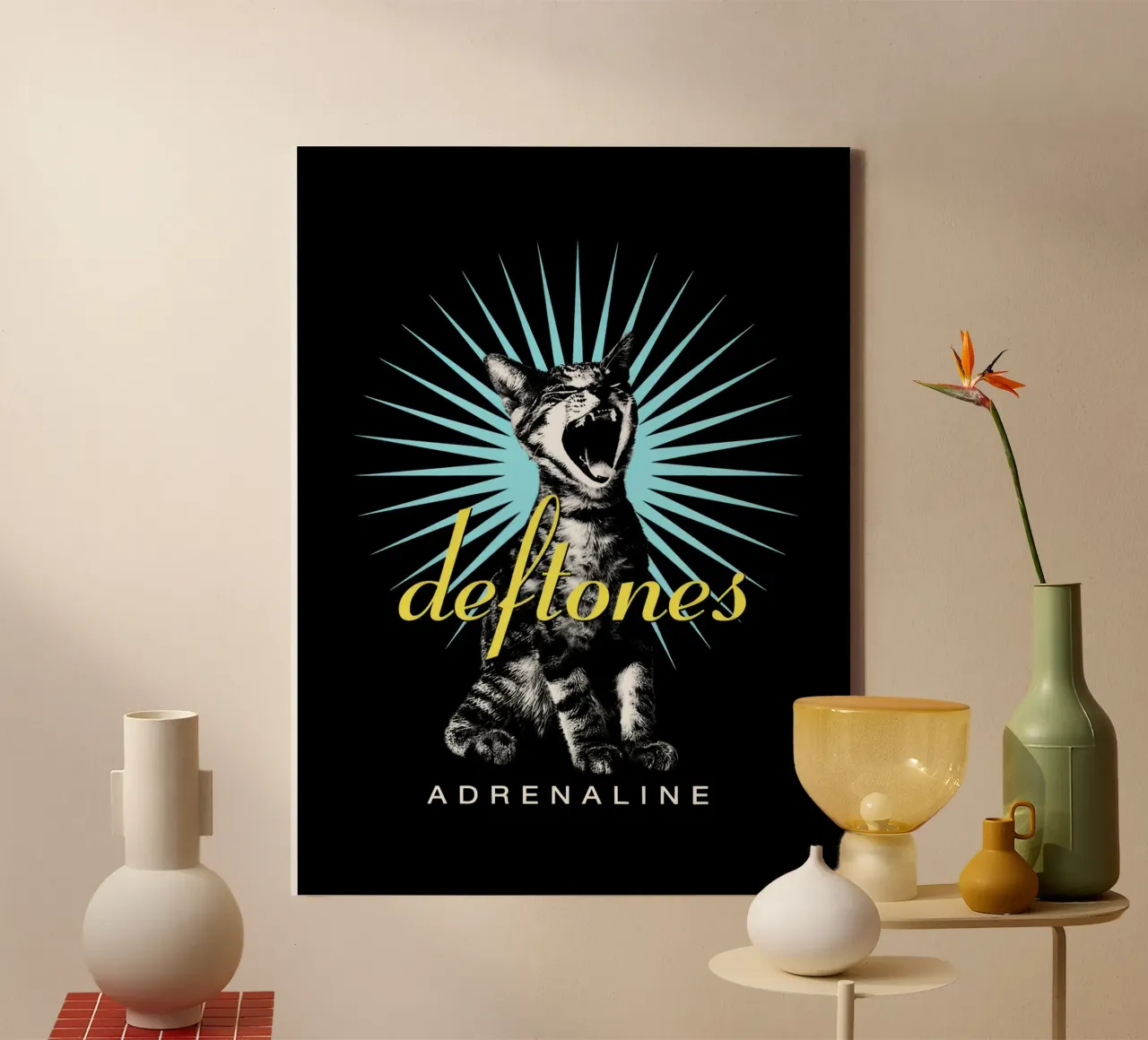 Deftones Screaming Cat Adrenaline canvas met Baklijst van Dardenden