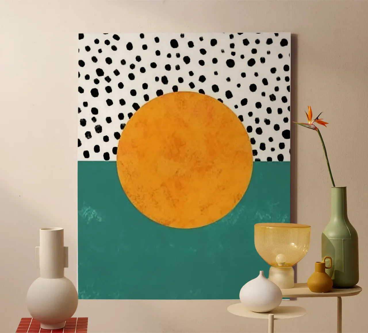 Full moon Leinwand mit Schattenfugenrahmen von mip of map