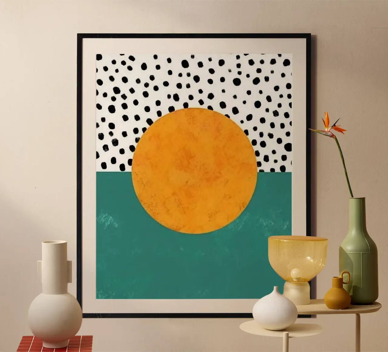 Full moon poster con telaio in legno da mip of map