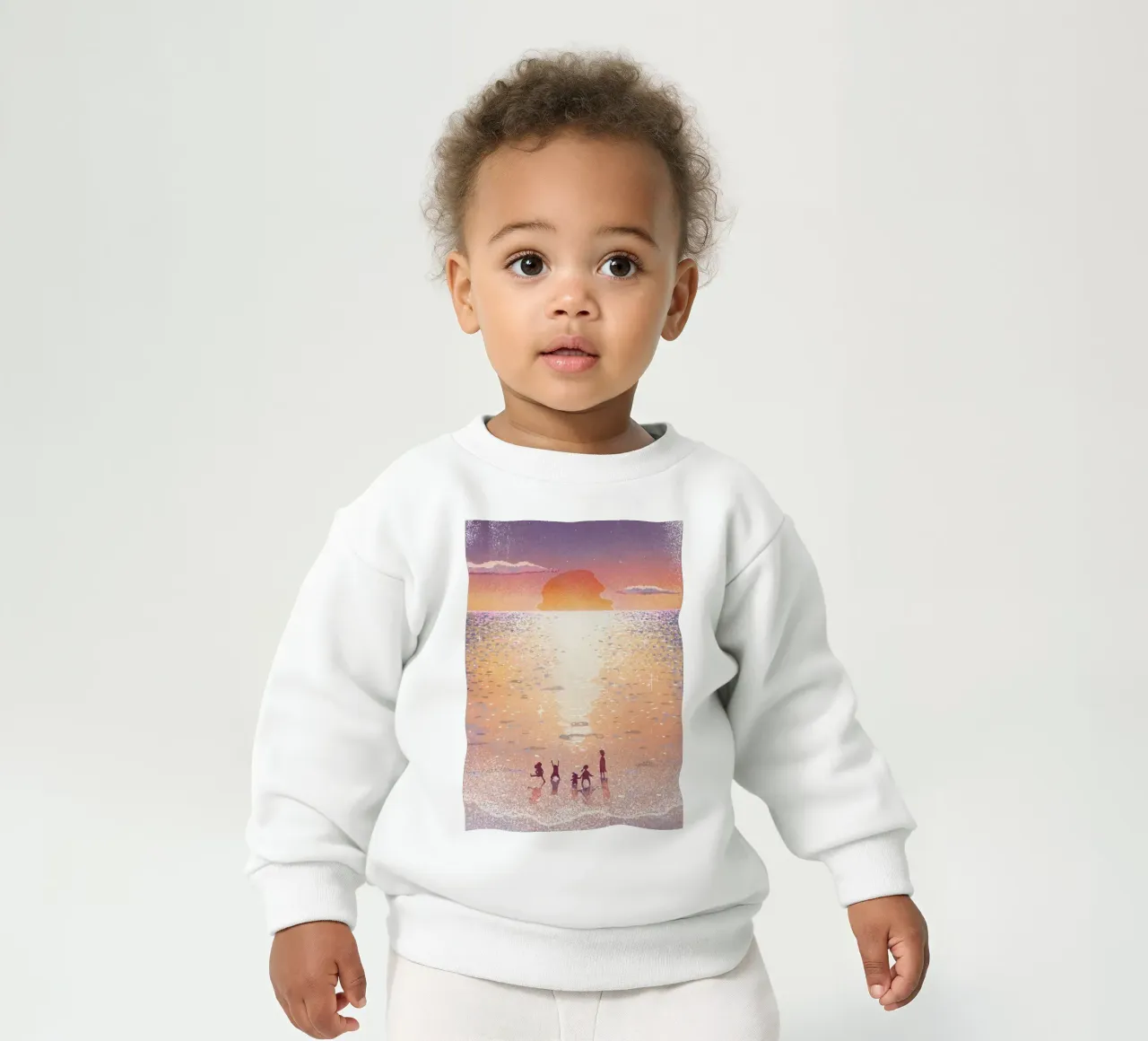 Children playing on the beach felpa neonato da mip of map