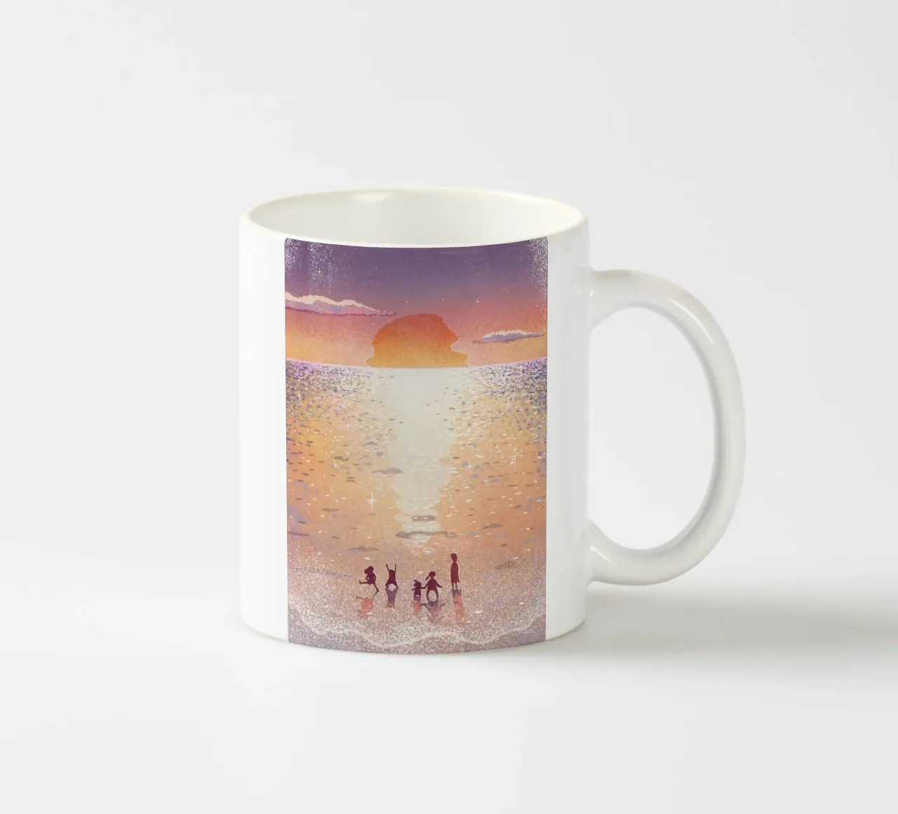 Children playing on the beach tazza in ceramica da mip of map