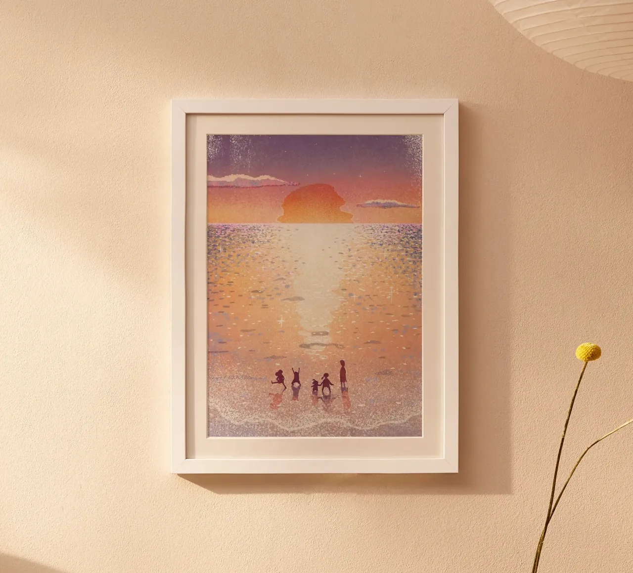 Children playing on the beach poster da mip of map