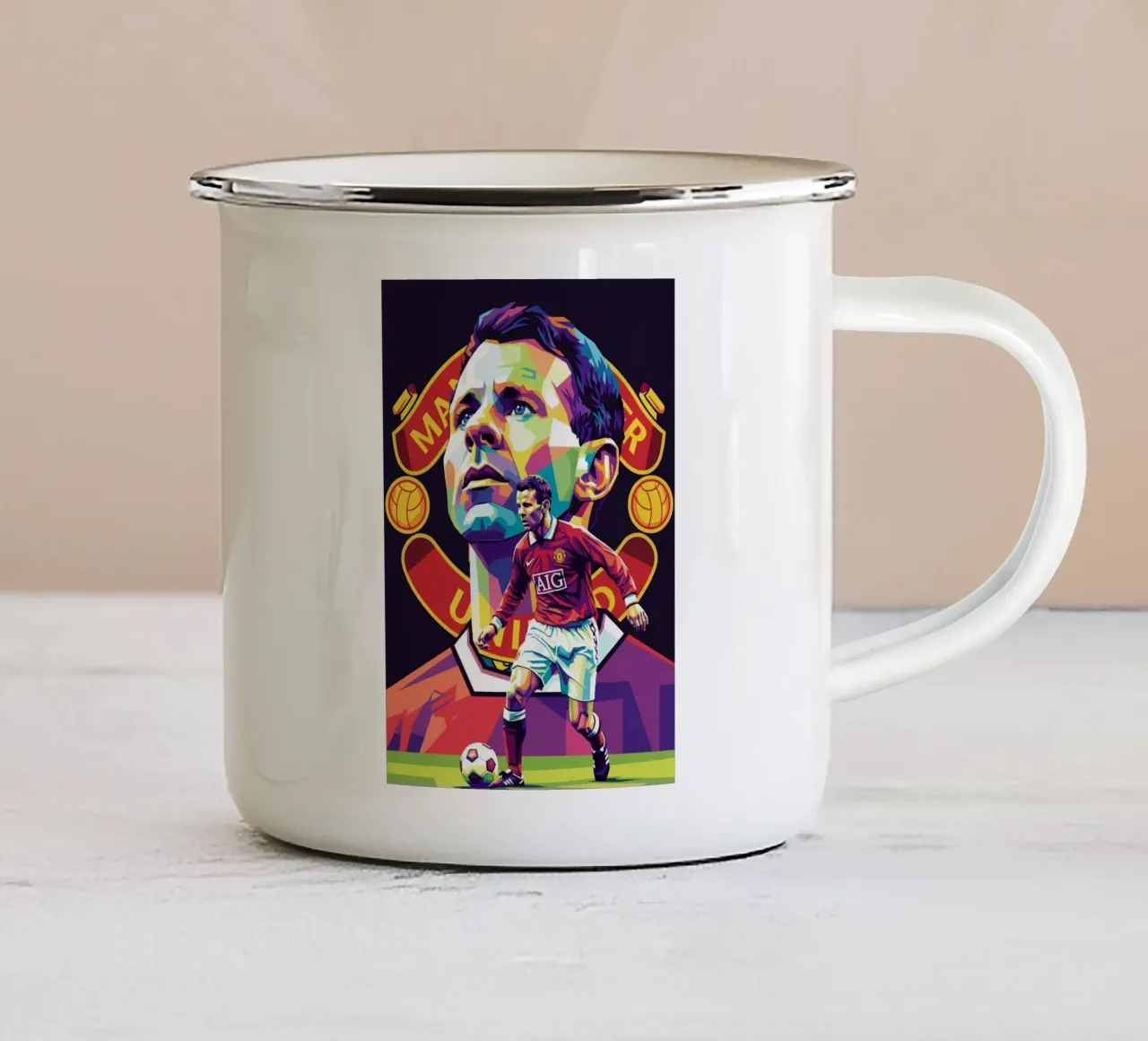 Ryan Giggs in prima serata tazza in smalto da Hantamrata