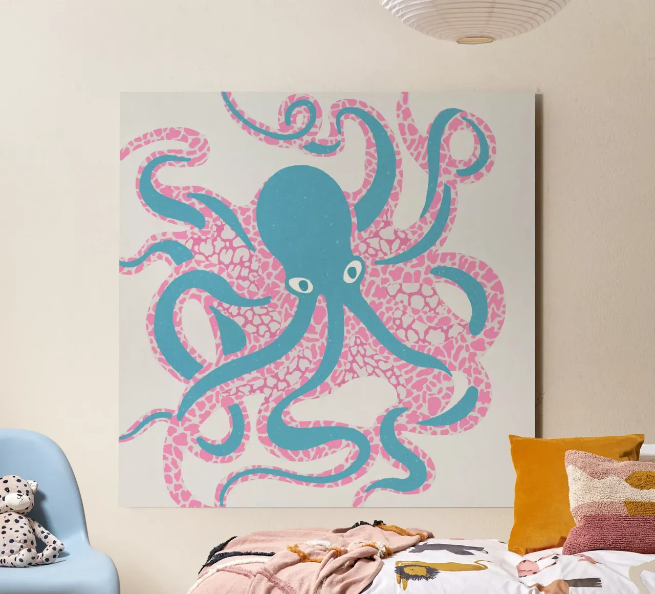 Octopus Under the Sea - Pink Blue alu-dibond by Asha Designs