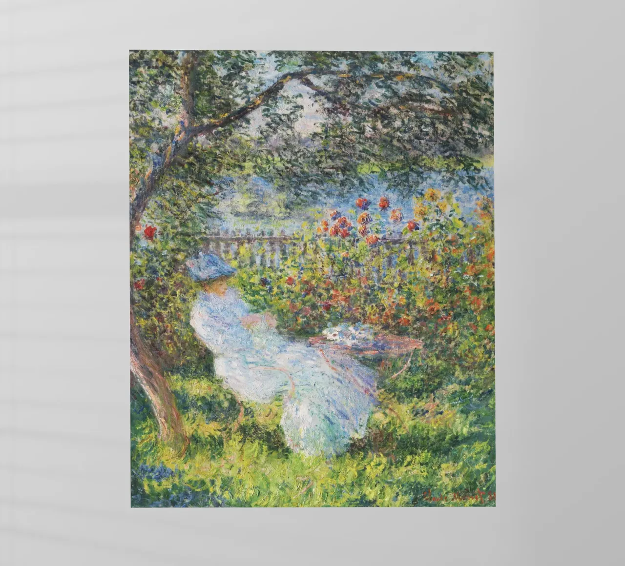 Claude Monet - Alice Hoschedé in giardino pellicola backlit da Venus Art