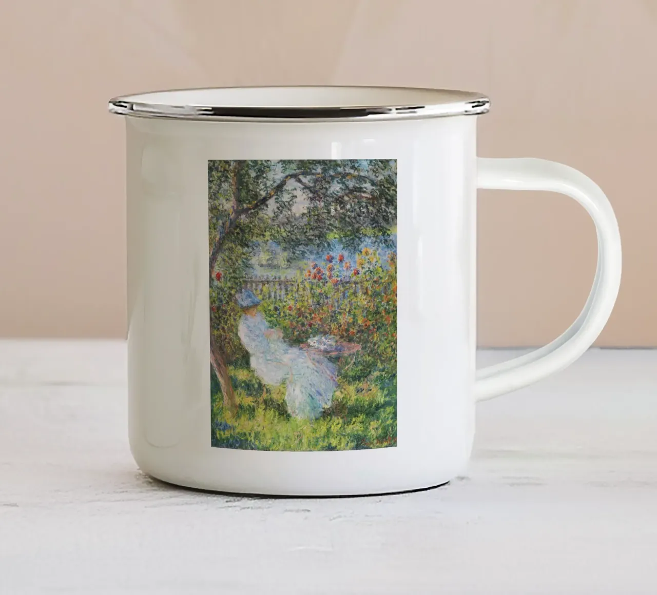 Claude Monet - Alice Hoschedé in giardino tazza in smalto da Venus Art
