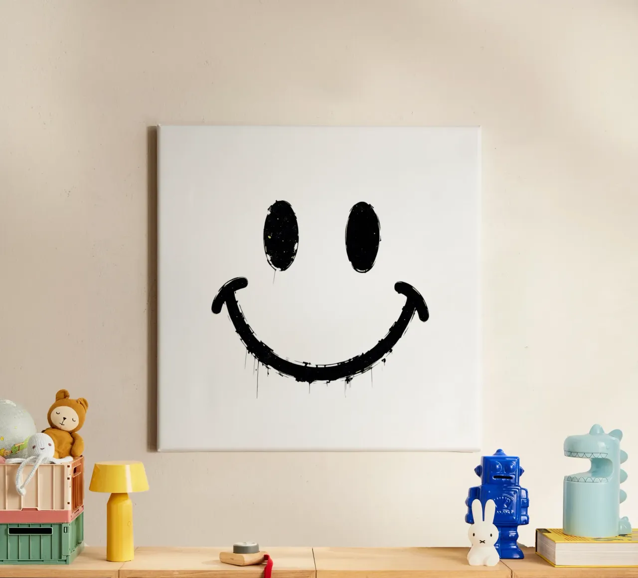 Emoji_StyleB_black4 tela con Cornice a cassetta da AI-Portraits by LK