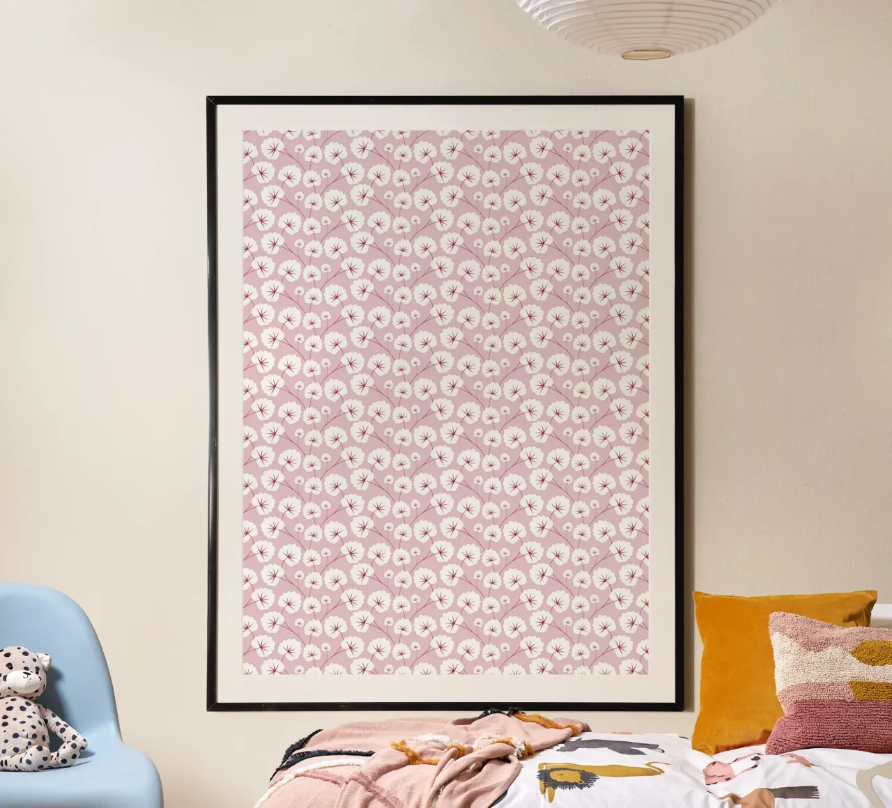 Cherry Blossom Pattern #2 poster con telaio in alluminio da kathrinmay