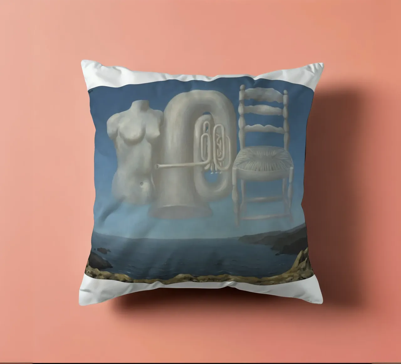 Le Temps Menaçant (Tempo minaccioso) di René Magritte cuscino da Corene Morar