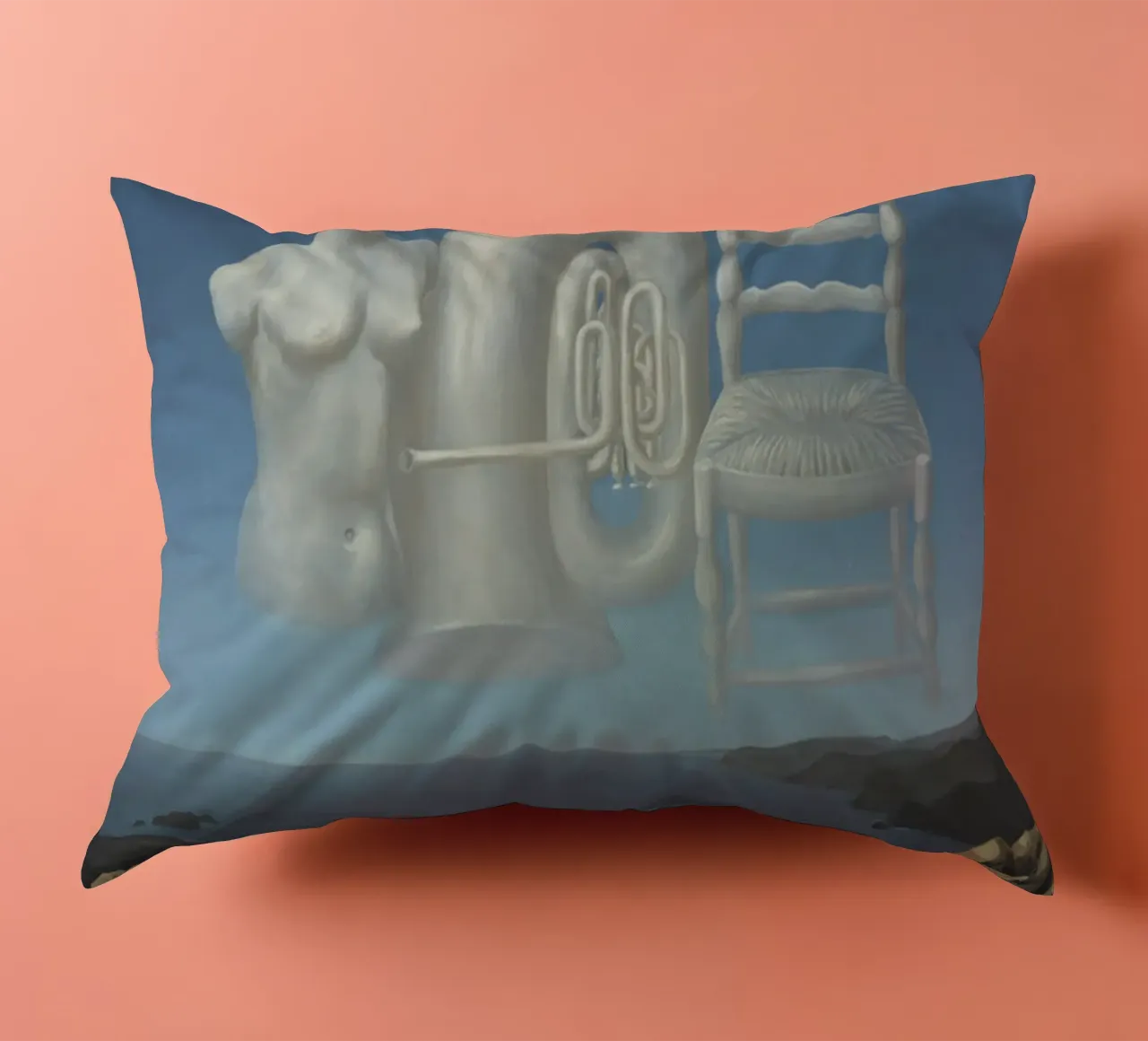 Le Temps Menaçant (Tempo minaccioso) di René Magritte cuscino da Corene Morar