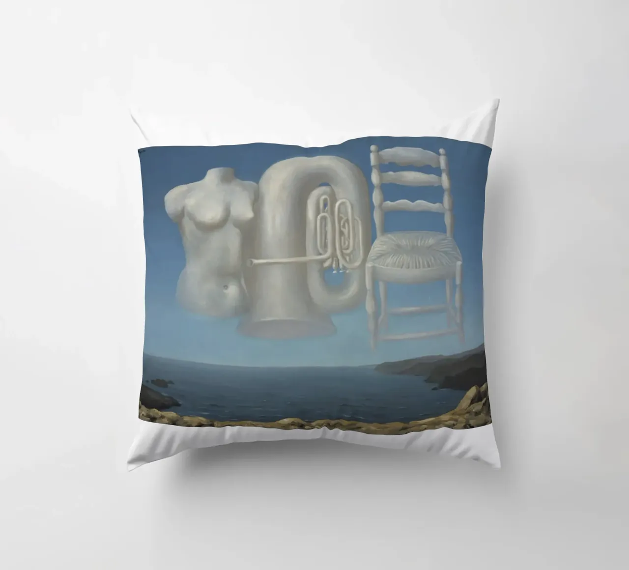 Le Temps Menaçant (Tempo minaccioso) di René Magritte cuscino da Corene Morar