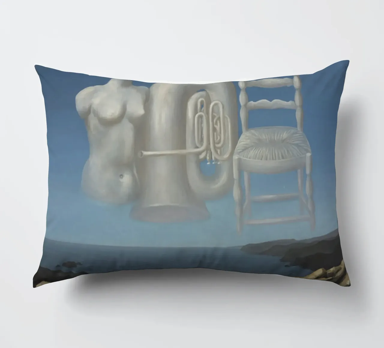 Le Temps Menaçant (Tempo minaccioso) di René Magritte cuscino da Corene Morar