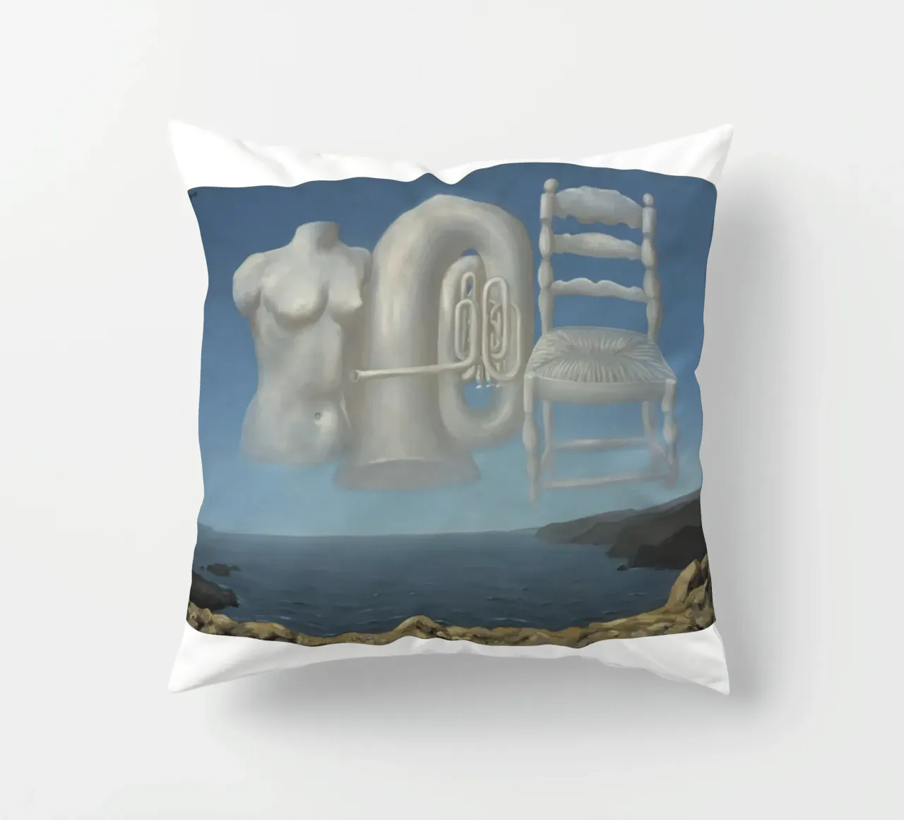 Le Temps Menaçant (Tempo minaccioso) di René Magritte cuscino da Corene Morar