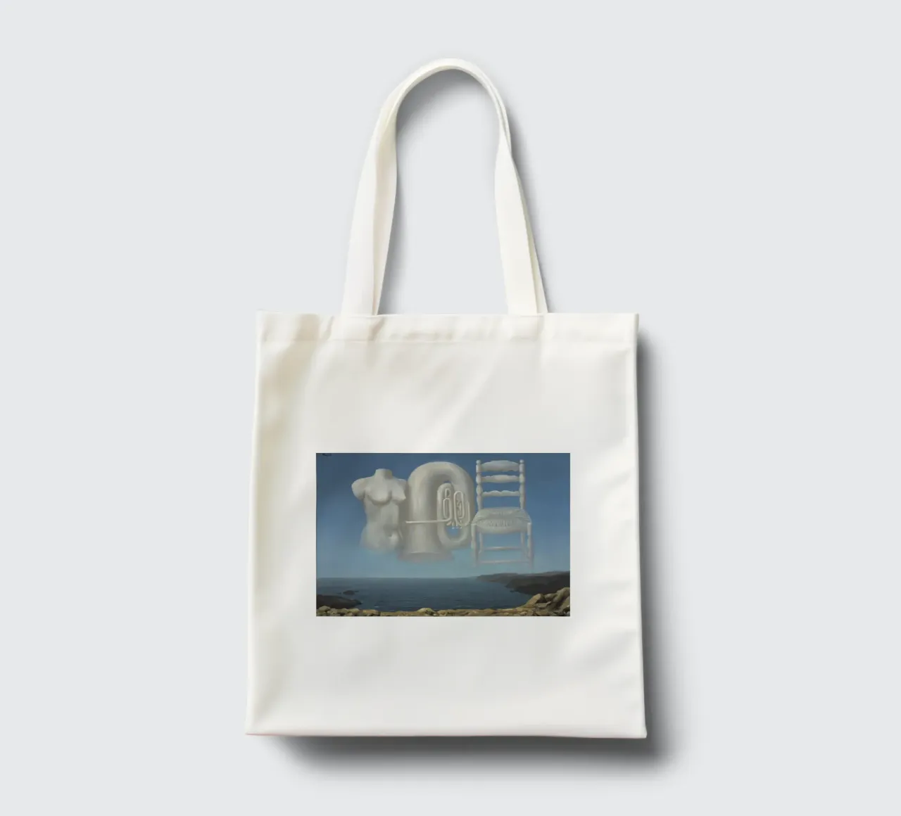 Le Temps Menaçant (Tempo minaccioso) di René Magritte borsa in juta da Corene Morar