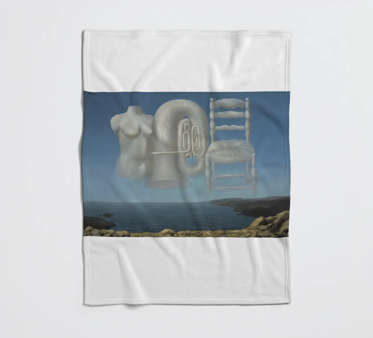 Le Temps Menaçant (Tempo minaccioso) di René Magritte coperta in pile da Corene Morar