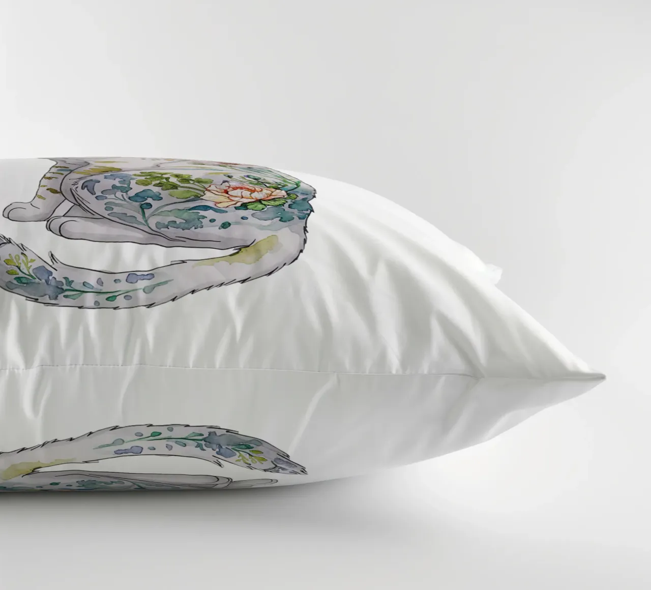 Cat motif floral with text of your choice decorative cushion by 20 Farben