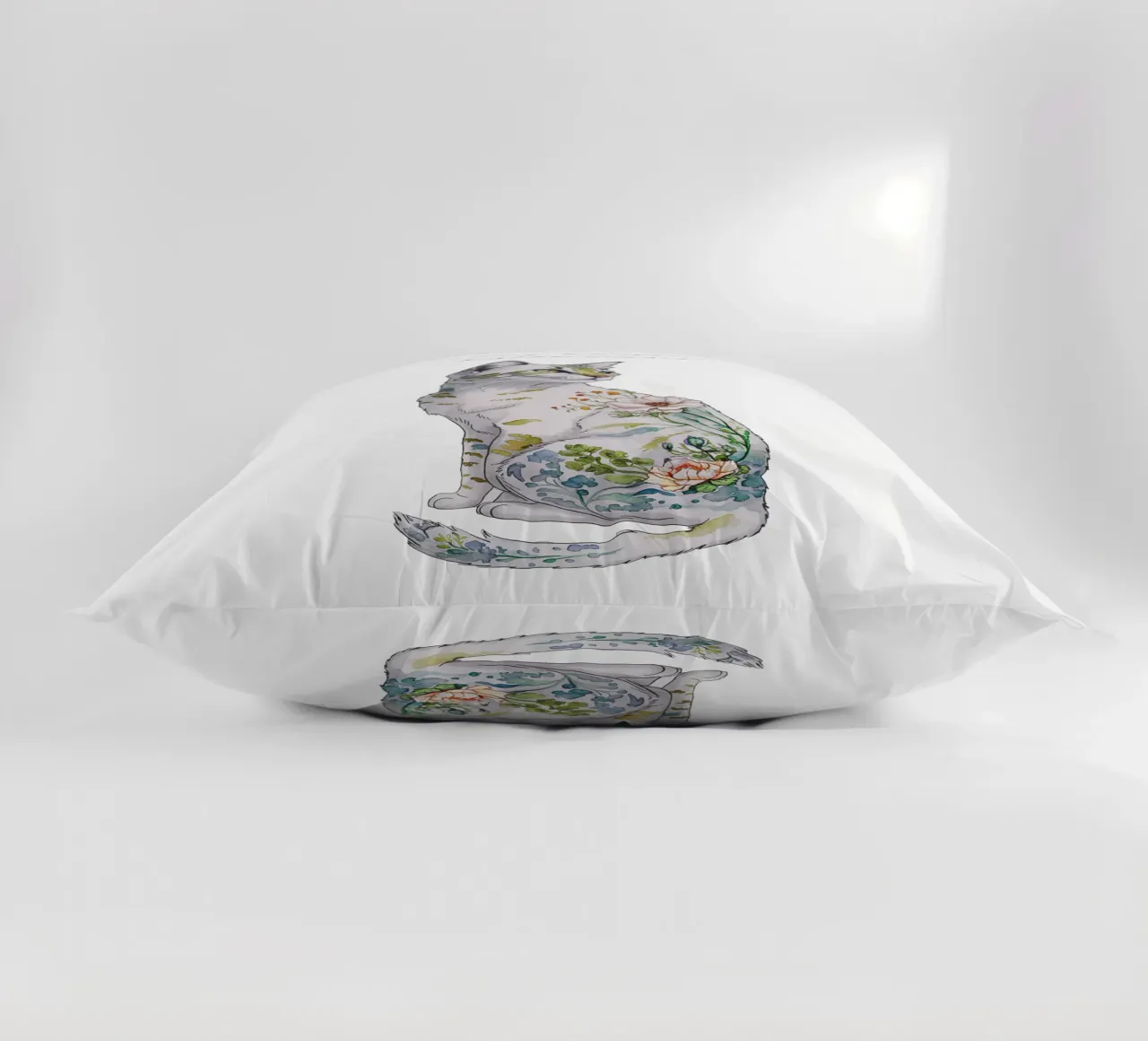 Cat motif floral with text of your choice decorative cushion by 20 Farben