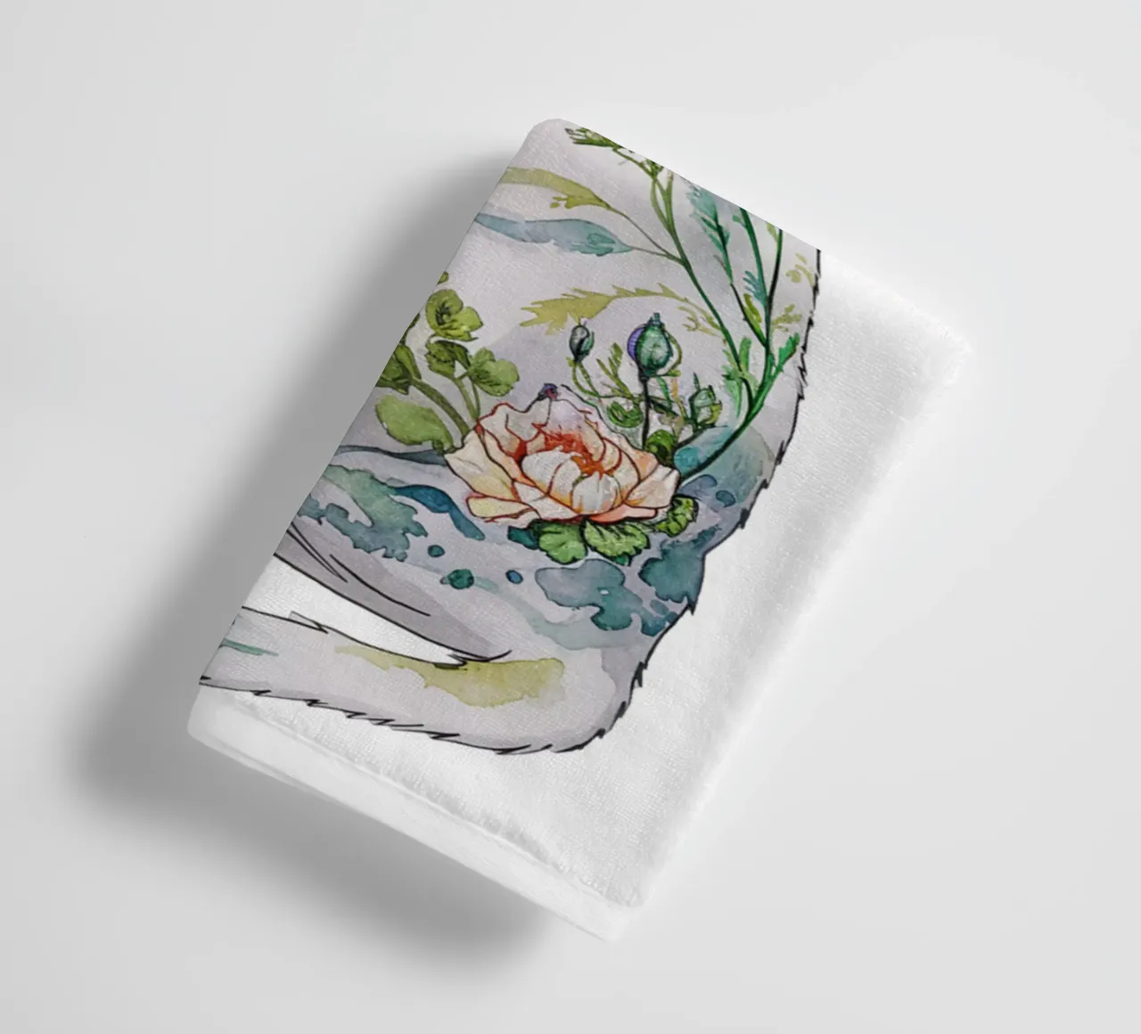 Cat motif floral with text of your choice towel by 20 Farben