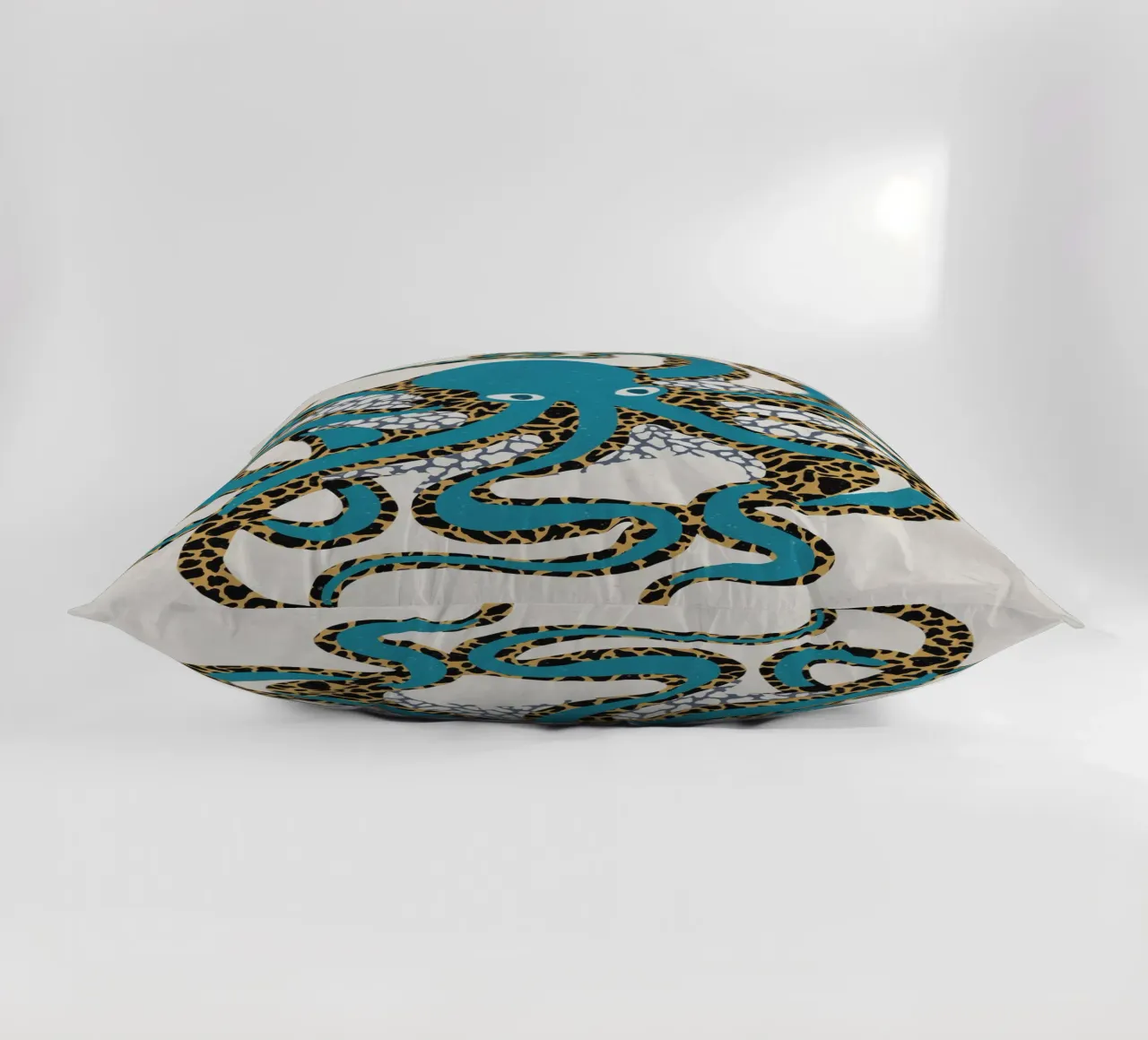 Octopus Blue Gold decorative cushion by Asha Designs