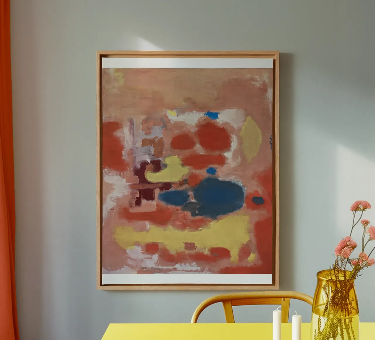 Blauw en grijs Mark Rothko canvas met Baklijst van Fredrick Miller