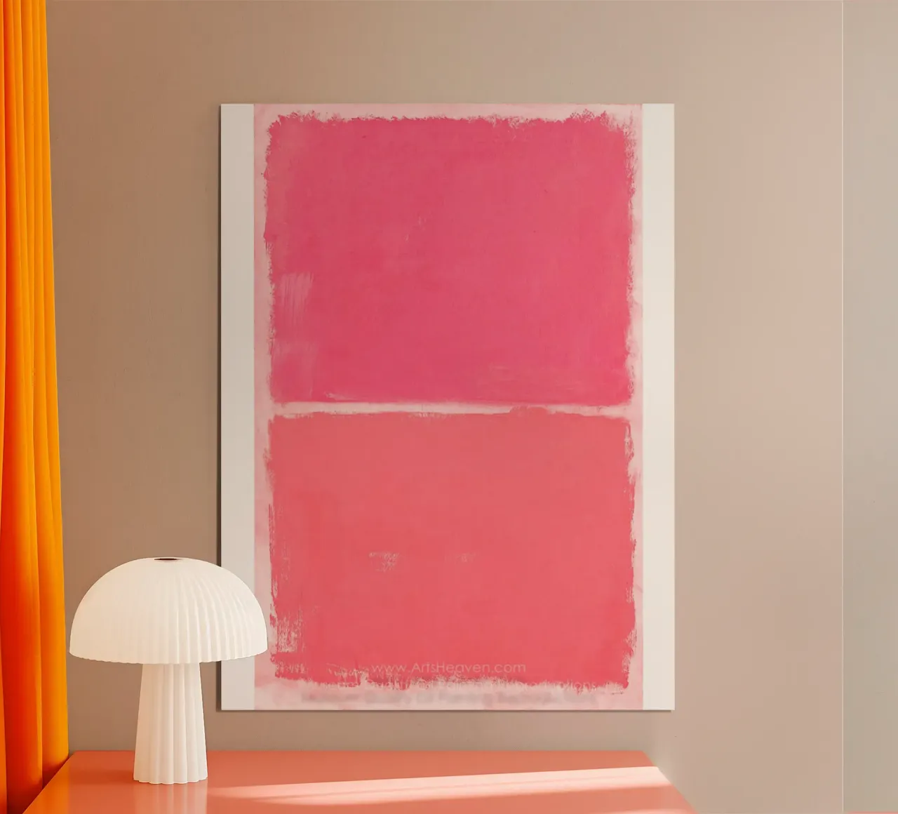 Mark Rothko (ispirato a) Blush Pink on White (Rosa pallido su bianco) poster da Fredrick Miller