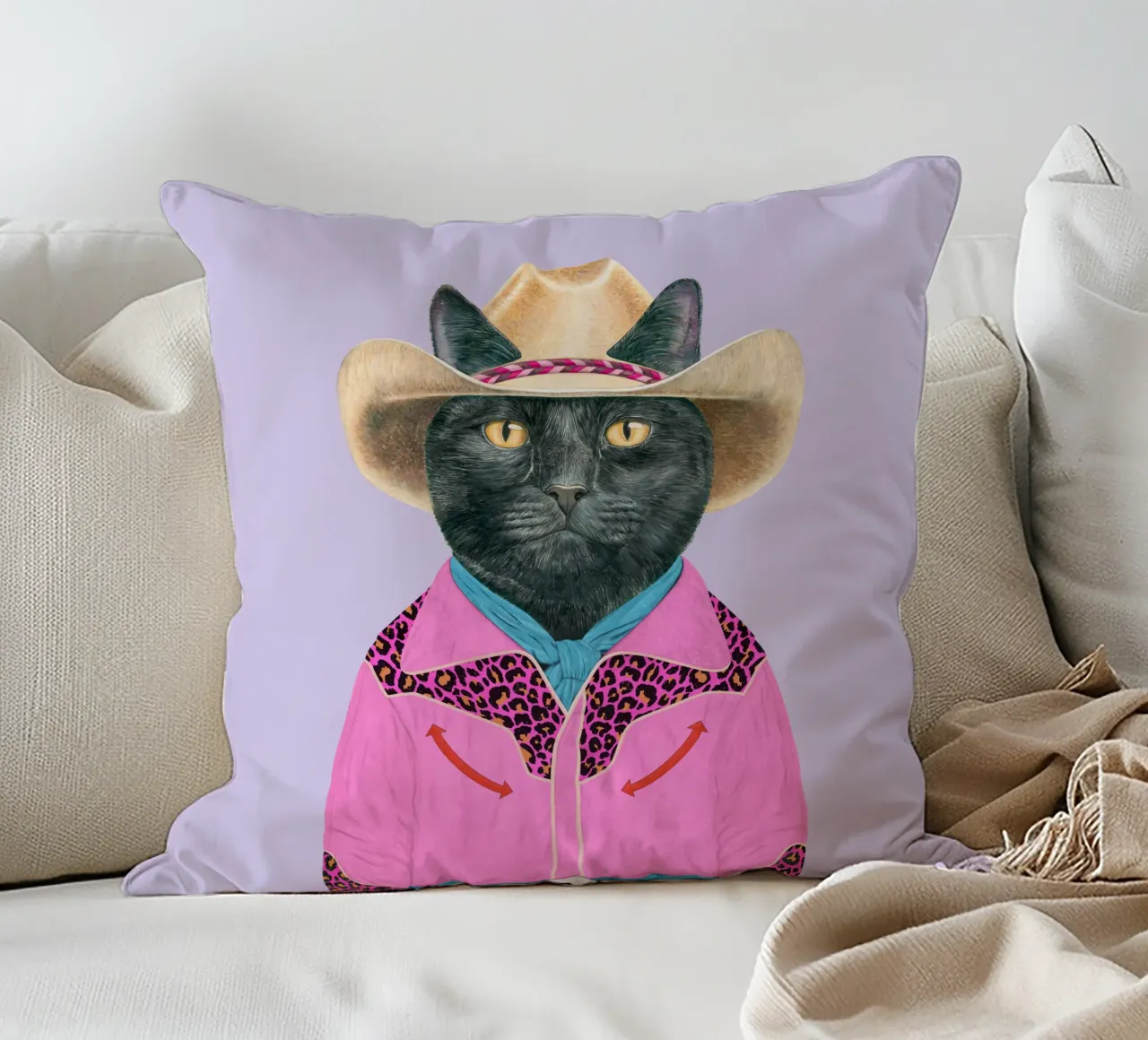 Gatto nero del selvaggio West cuscino da Animal Crew
