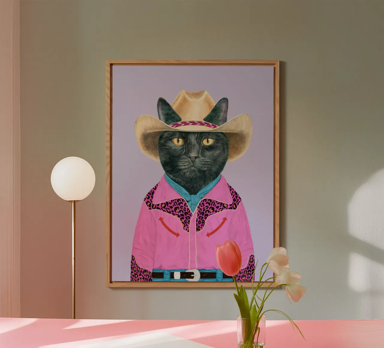 Gatto nero del selvaggio West alluminio dibond da Animal Crew