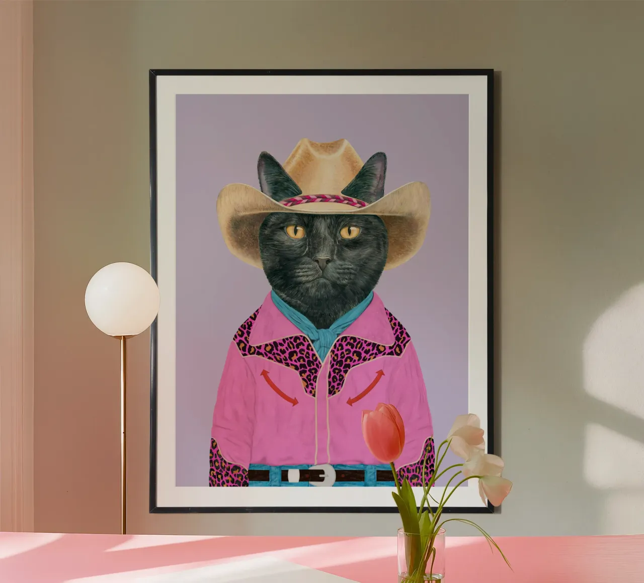 Gatto nero del selvaggio West carta hahnemühle da Animal Crew