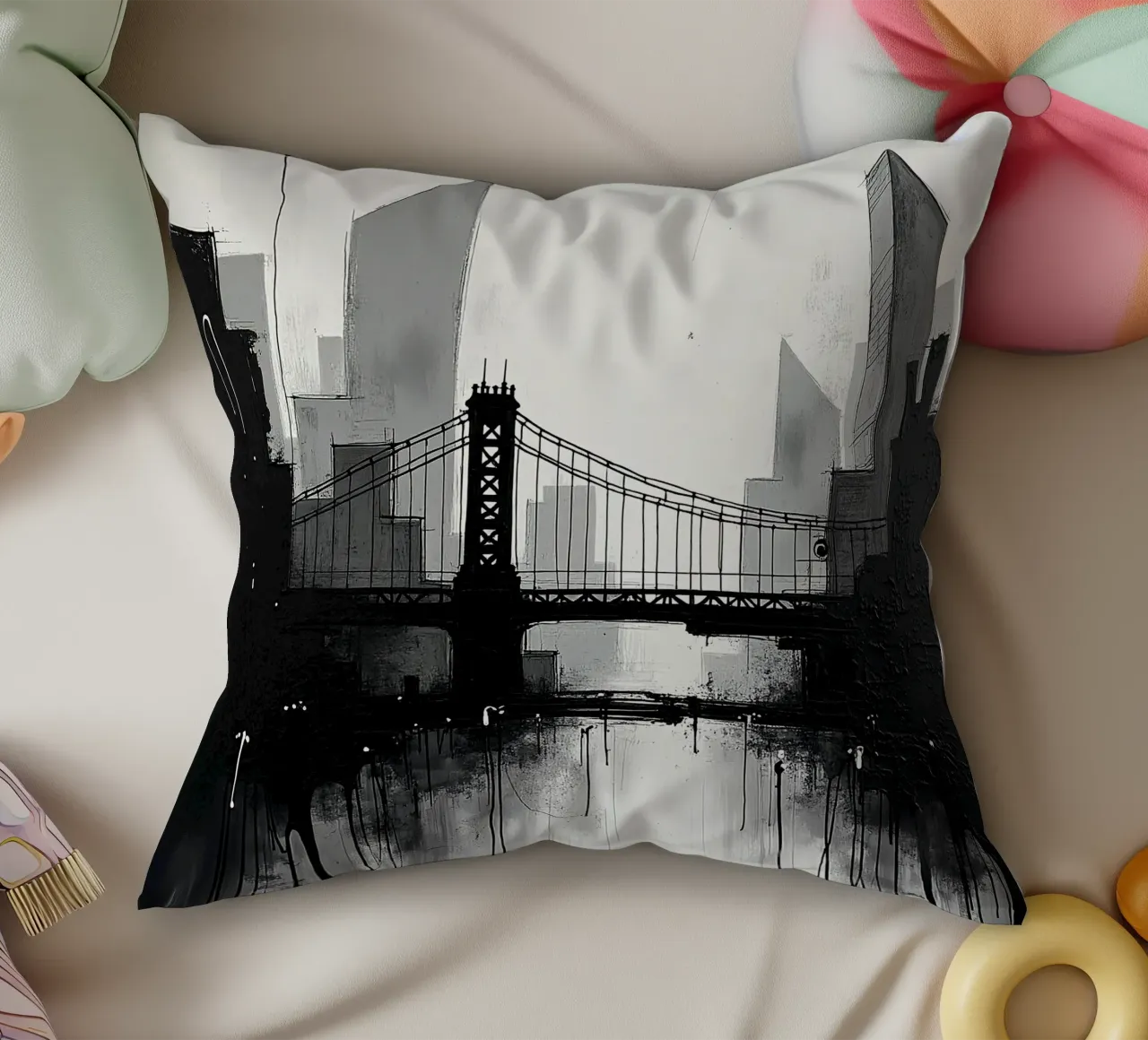 Skyline con ponte_2 cuscino da Fantasie & Mystikwelten by LK