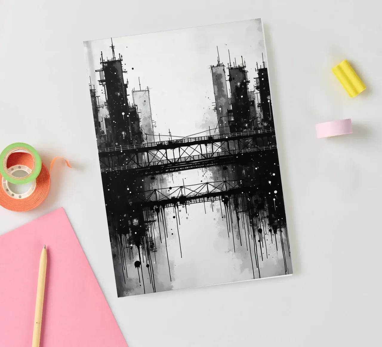 Skyline with bridge_3 notebook by Fantasie & Mystikwelten by LK