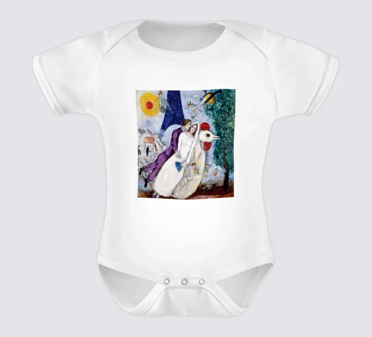 Floating Through The Narrative Universe Of Marc Chagall short-sleeve baby romper by Cindy Cronin
