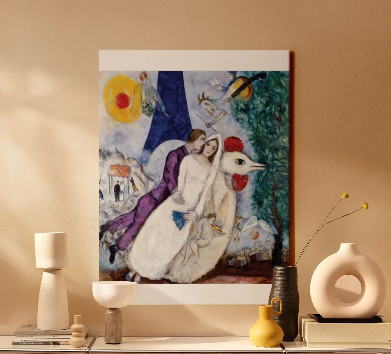 Schwebend durch das erzählerische Universum von Marc Chagall Leinwand mit Schattenfugenrahmen von Cindy Cronin