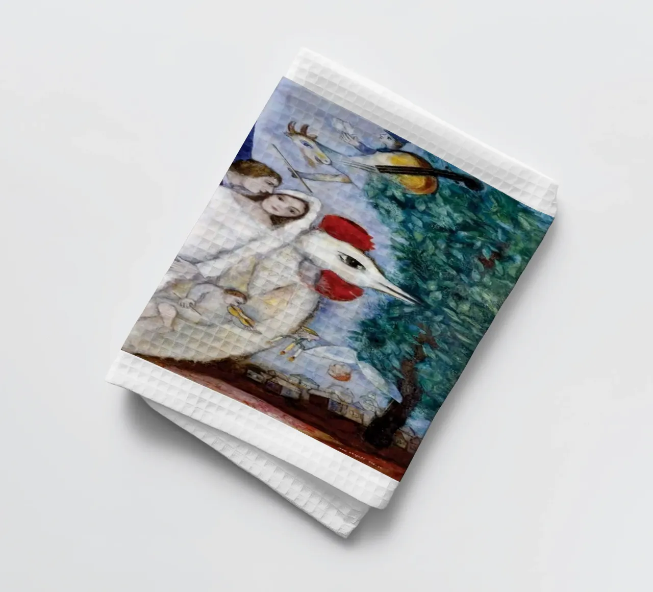 Floating Through The Narrative Universe Of Marc Chagall tea towel by Cindy Cronin