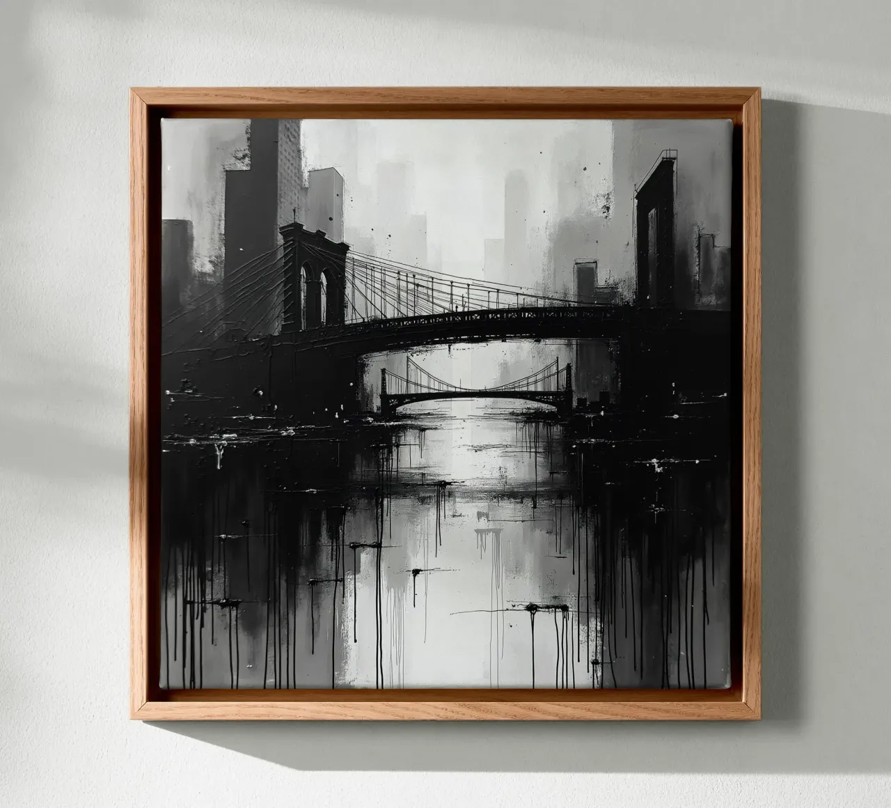 Skyline with bridge_4 canvas with Floater frame by Fantasie & Mystikwelten by LK