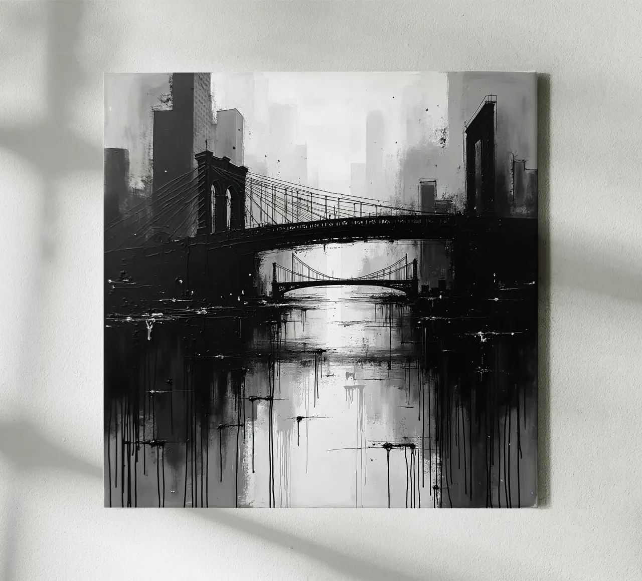 Skyline with bridge_4 canvas with Floater frame by Fantasie & Mystikwelten by LK