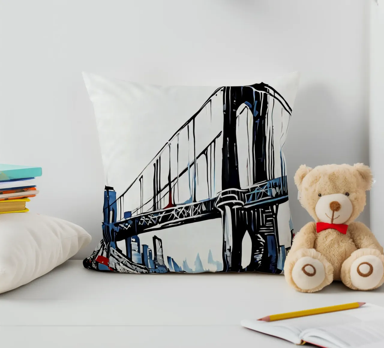 Skyline con ponte_5 cuscino da Fantasie & Mystikwelten by LK