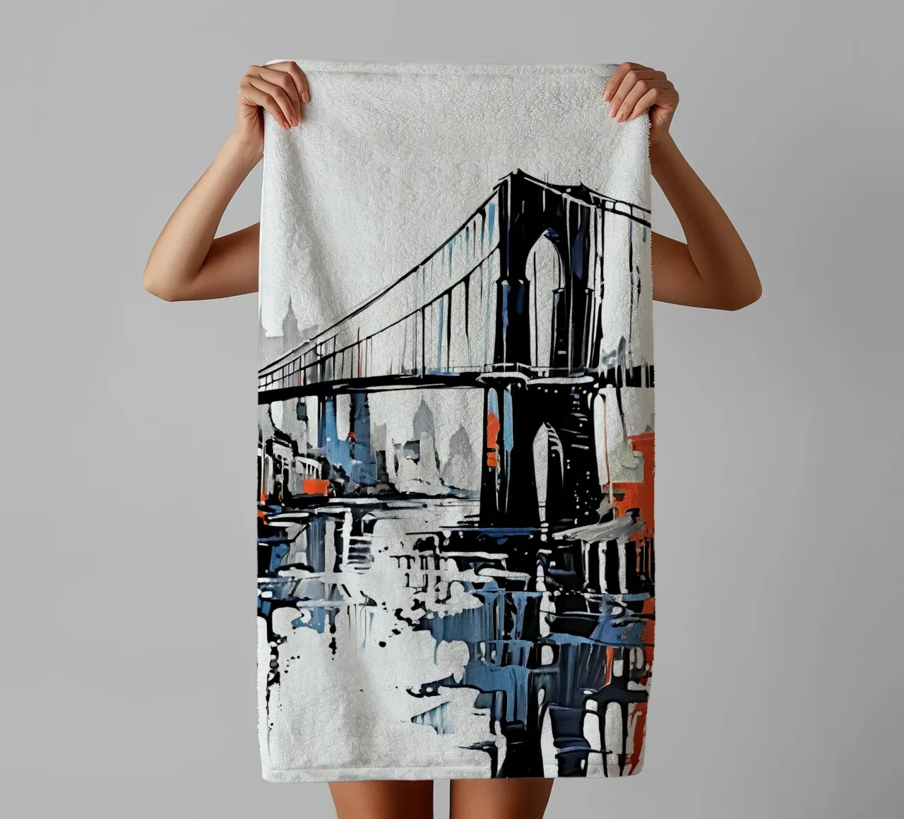 Skyline with bridge_6 towel by Fantasie & Mystikwelten by LK