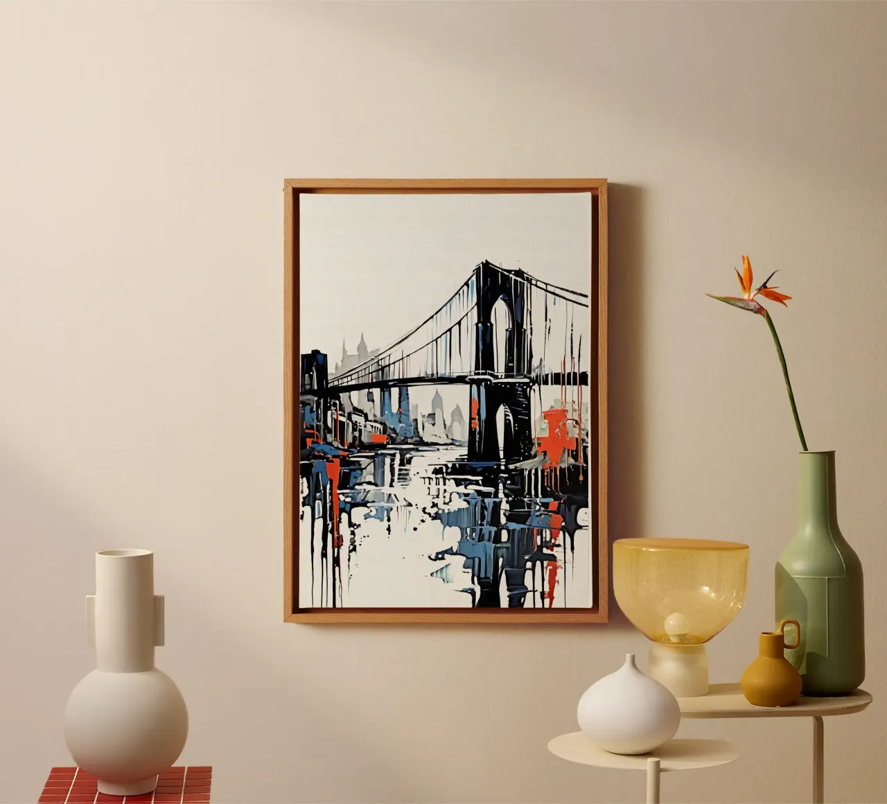 Skyline with bridge_6 canvas with Floater frame by Fantasie & Mystikwelten by LK