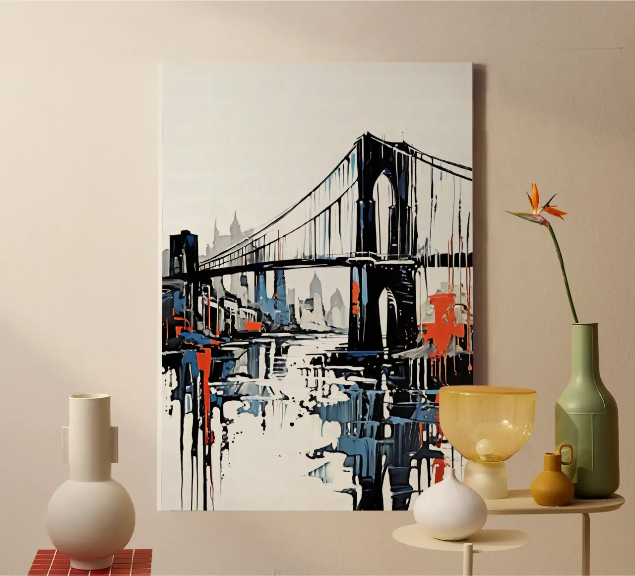 Skyline with bridge_6 canvas with Floater frame by Fantasie & Mystikwelten by LK