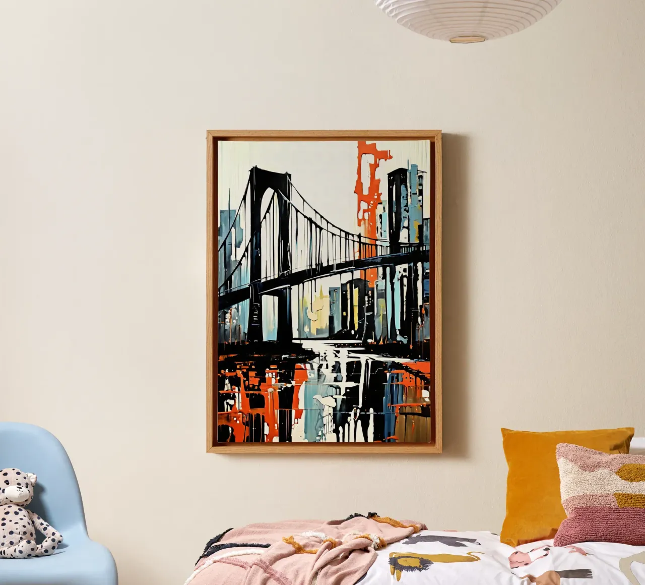 Skyline con ponte_7 tela con Cornice a cassetta da Fantasie & Mystikwelten by LK