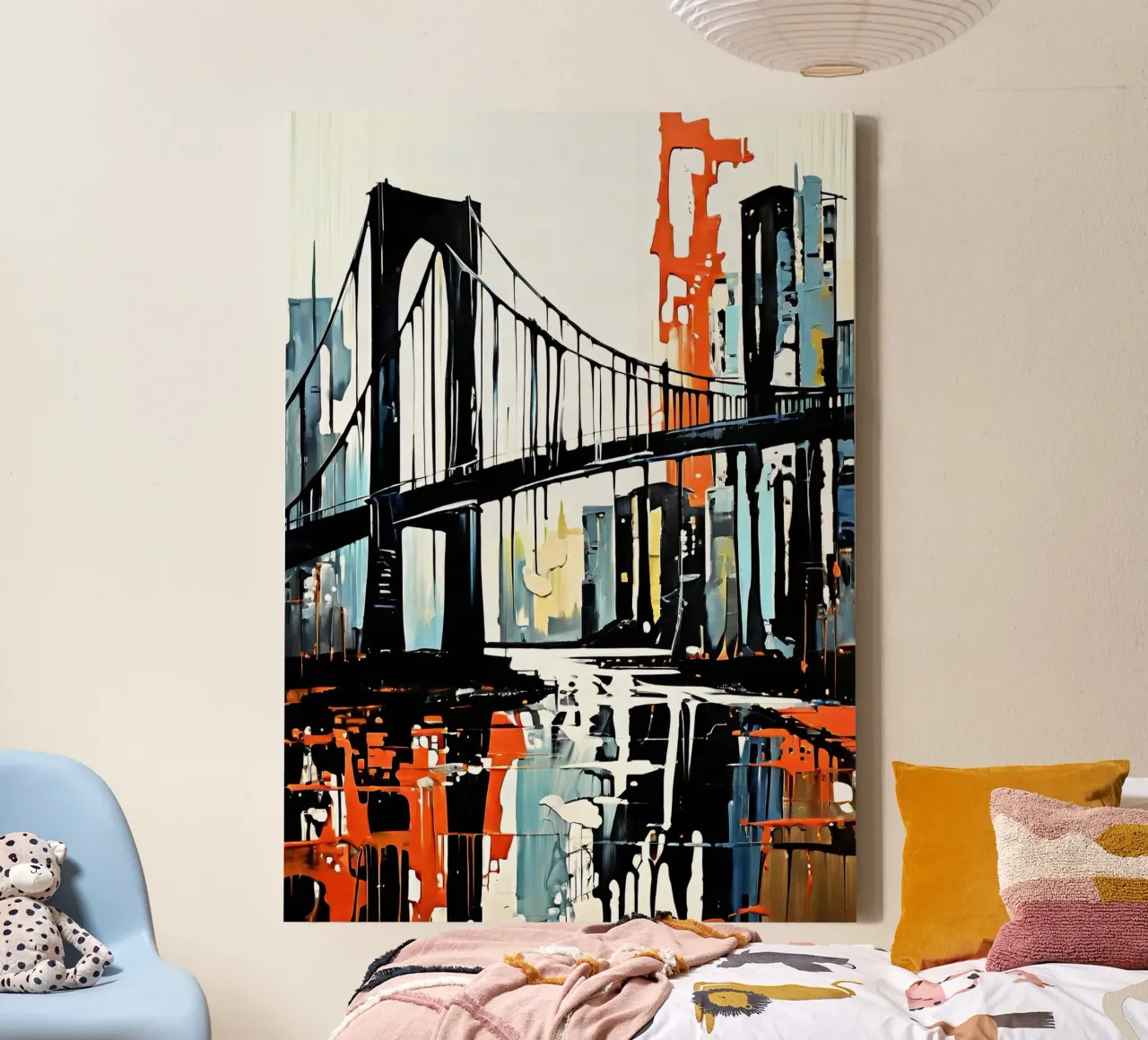 Skyline con ponte_7 tela con Cornice a cassetta da Fantasie & Mystikwelten by LK