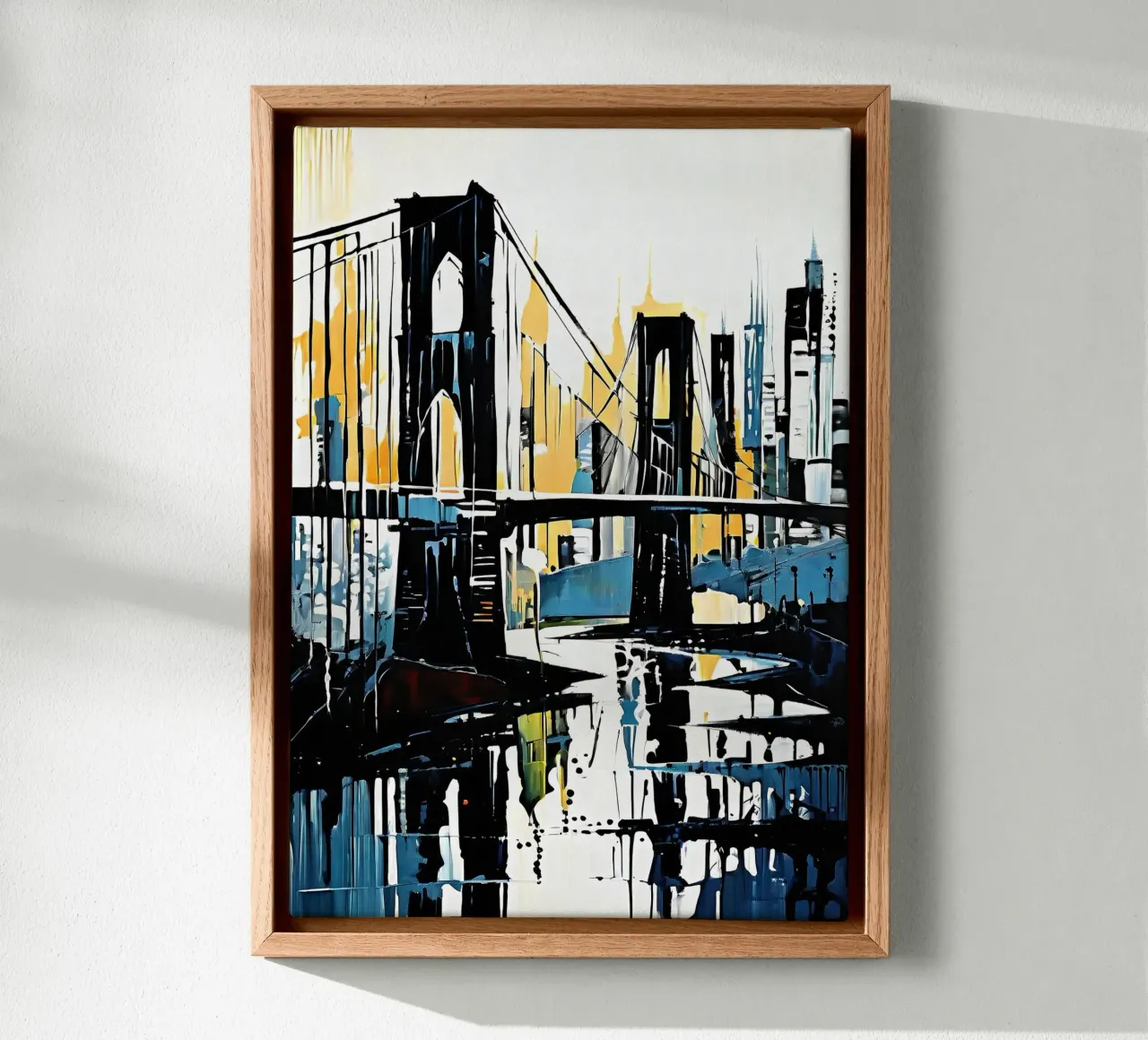 Skyline with bridge_8 canvas with Floater frame by Fantasie & Mystikwelten by LK